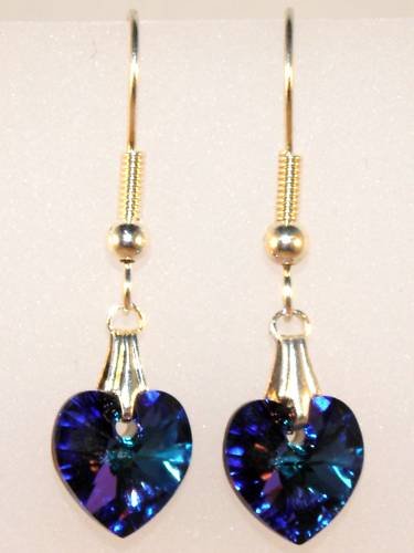 Wedding Bride Heliotrope Crystal Heart Earrings made with SWAROVSKI ELEMENTS