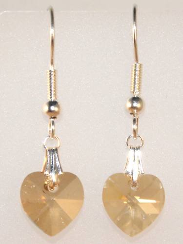 Wedding Bride Golden Shadow Crystal Heart Earrings made with SWAROVSKI ELEMENTS