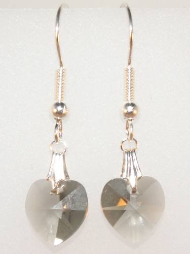 Wedding Bride Bl.Diamond Crystal Heart Earrings made with SWAROVSKI ELEMENTS