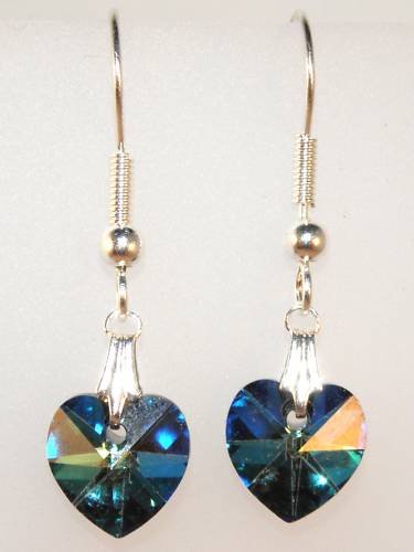 Wedding Bride Bermuda Blue Crystal Heart Earrings made with SWAROVSKI ELEMENTS