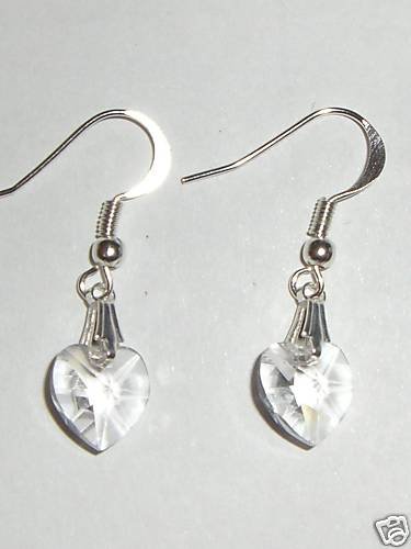 Wedding Valentine Gift Clear Crystal Heart Earrings made with SWAROVSKI ELEMENTS