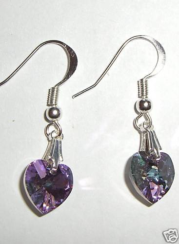 Wedding Bridal Lt. Vitrail Crystal Heart Earrings made with SWAROVSKI ELEMENTS