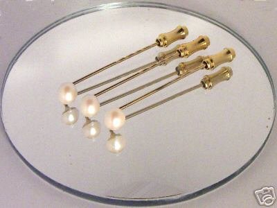 3 Tie Pins Ivory PEARL made with SWAROVSKI ELEMENTS