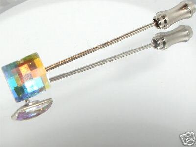 Wedding Groom Chess Clear AB Crystal Cravat Tie Pin made with SWAROVSKI ELEMENTS