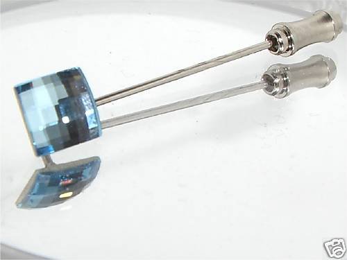 Wedding Groom Chess Aqua Crystal Cravat Tie Pin made with SWAROVSKI ELEMENTS