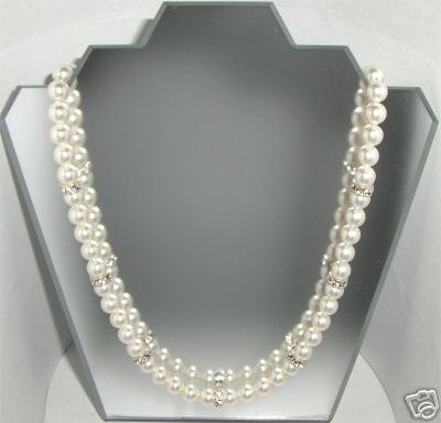 Wedding Bridal Favour Necklace Pearls & Rondelles made with SWAROVSKI ELEMENTS