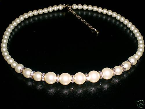 Wedding Choker Cream Crystal Pearls Gold Rondelles made with SWAROVSKI ELEMENTS