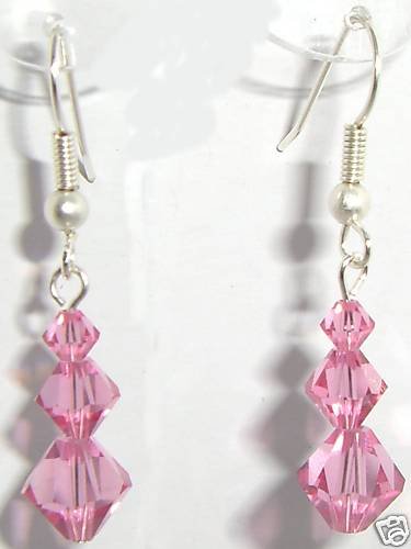 Sterling Silver 925 Rose Crystal Earrings Xmas Gift made with SWAROVSKI ELEMENTS