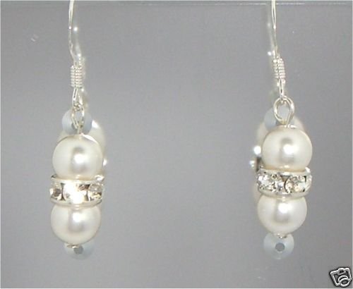 Wedding Xmas Gift Crystal Pearls Rondelles Earrings made with SWAROVSKI ELEMENTS