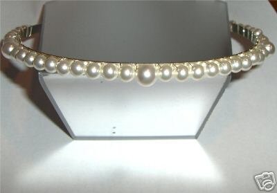 Wedding Bridal Bridesmaid White Crystal Pearl Tiara made with SWAROVSKI ELEMENTS