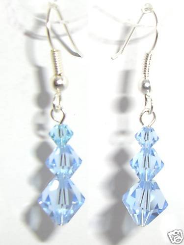 Sterling Silver Lt Sapphire Xmas Crystal Earrings made with SWAROVSKI ELEMENTS