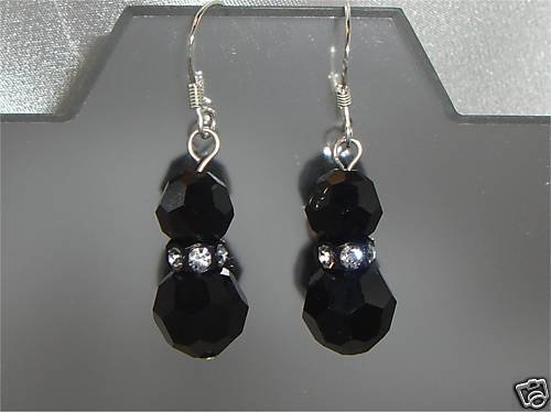 Sterling Silver Xmas Valentine Jet Crystal Earings made with SWAROVSKI ELEMENTS