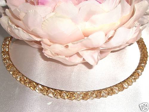 Wedding Bridal Headband Golden Crystal Tiara Prom made with SWAROVSKI ELEMENTS