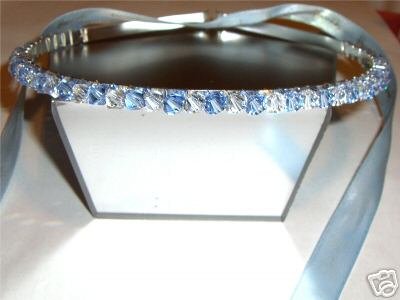 Bridal Headband Lt. Sapphire Crystal Tiara Prom made with SWAROVSKI ELEMENTS