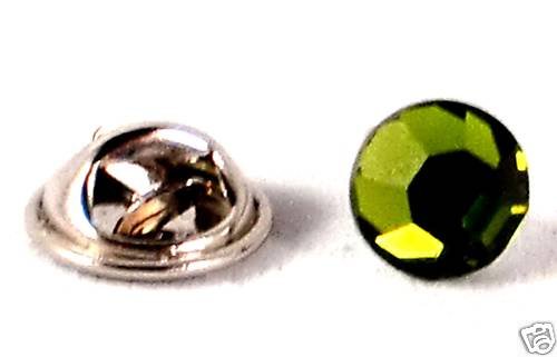 8.5mm Wedding Crystal Olivine Lapel Tack Tie Pin made with SWAROVSKI ELEMENTS