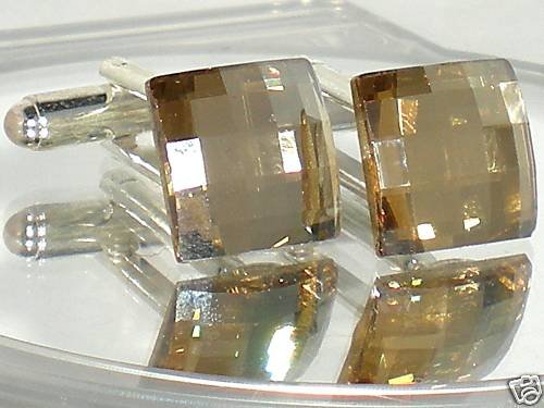 Wedding Chess Golden Crystal Groom Usher Cufflinks made with SWAROVSKI ELEMENTS
