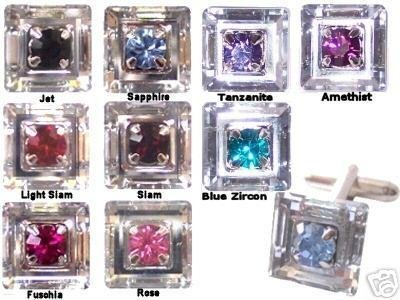 Crystal Cufflinks 9 Colours Insets Wedding Groom made with SWAROVSKI ELEMENTS