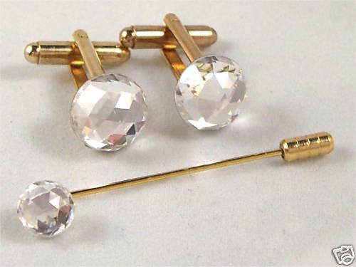 Wedding Crystal Best Man Cufflinks & Cravat Tie Pin made with SWAROVSKI ELEMENTS