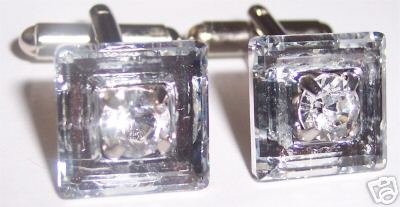 Wedding Party Groom Gift Square Crystal Cufflinks made with SWAROVSKI ELEMENTS