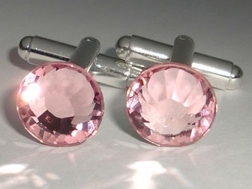 RARE! Wedding Party Gift Lt. Rose Crystal Cufflinks made with SWAROVSKI ELEMENTS