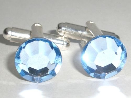 RARE! Wedding Party Lt. Sapphire Crystal Cufflinks made with SWAROVSKI ELEMENTS