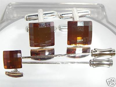 Wedding Crystal Cufflinks & Cravat Tie Pin Set Gift made with SWAROVSKI ELEMENTS