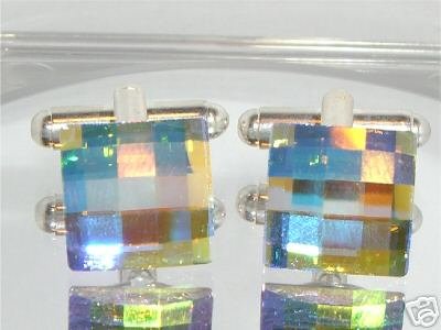 Wedding Chess Clear AB Crystal Groom Cufflinks made with SWAROVSKI ELEMENTS