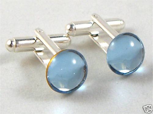 Wedding Groom Usher Aqua Cabochon Crystal Cufflinks made with SWAROVSKI ELEMENTS
