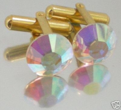 Wedding Groom Golden Gift Crystal AB Cufflinks made with SWAROVSKI ELEMENTS