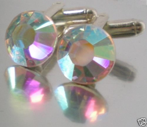 Wedding Party Groom Usher Gift Crystal AB Cufflinks made with SWAROVSKI ELEMENTS