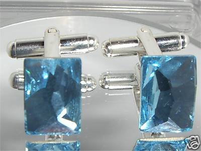 Wedding Cosmic Aqua Crystal Groom Usher Cufflinks made with SWAROVSKI ELEMENTS