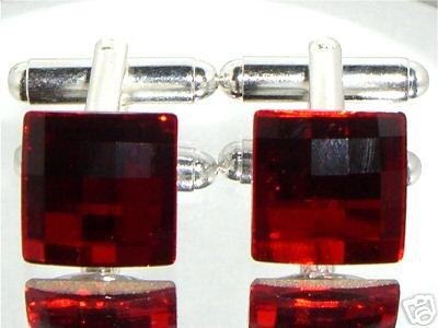 Red Chess Crystal Wedding Groom Usher Cufflinks made with SWAROVSKI ELEMENTS