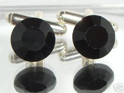 RARE! Wedding Groom Gift Jet Crystal Cufflinks made with SWAROVSKI ELEMENTS