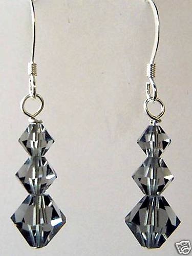 Black Diamond Crystal Earrings Sterling Silver made with SWAROVSKI ELEMENTS
