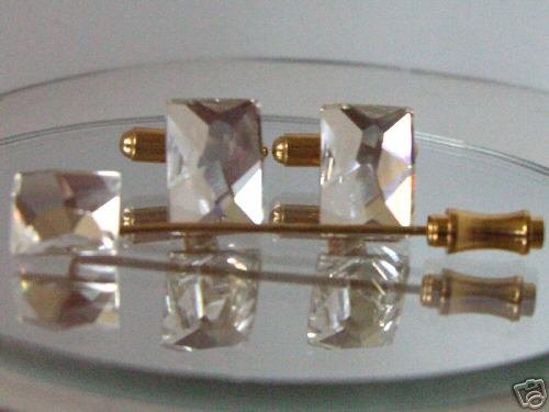 Wedding Cosmic Crystal Cufflinks & Cravat Tie Pin made with SWAROVSKI ELEMENTS