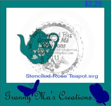 Stencil-Rose Teapot