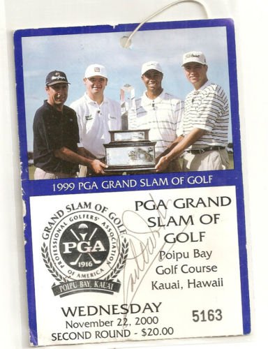 1999 Grand Slam Golf Earl Woods Auto Tiger Love Payne Stewart rare Poipu Bay