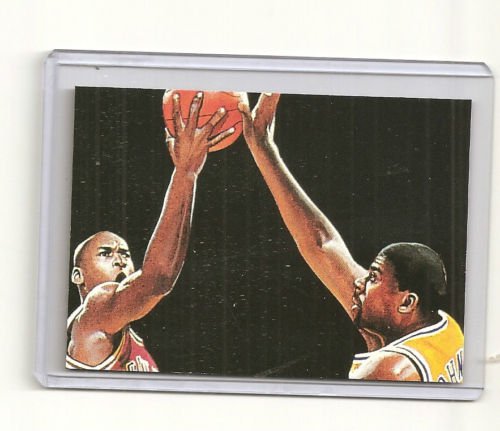 Magic Johnson Michael Jordan hand bonded card plain linen finish Unique 1/1