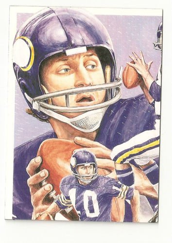 Fran Tarkenton Hand Bonded Card Unique Oddball Football Vikings Artwork '91