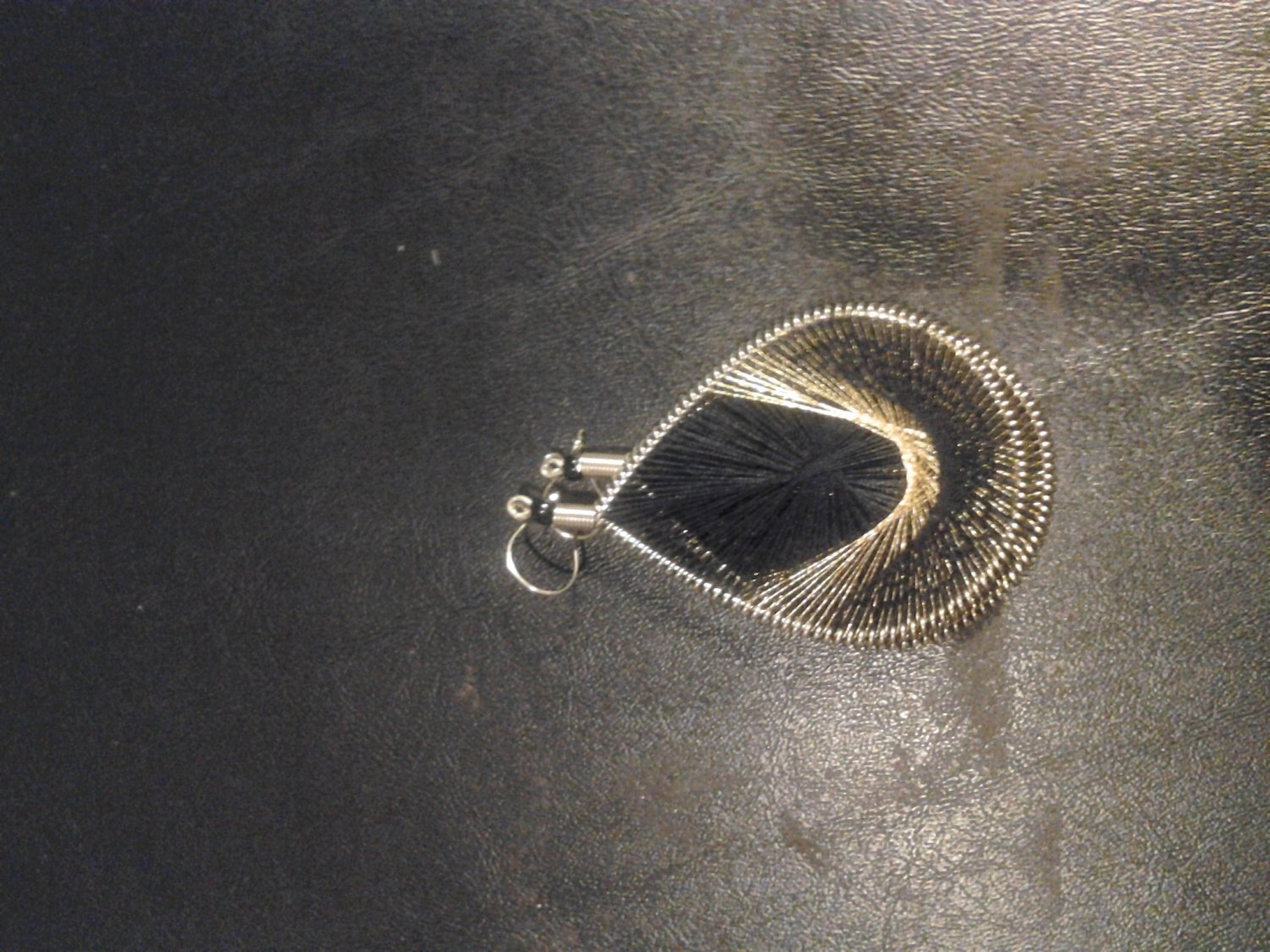 Large Black And Gold Dangled Thread Earrings