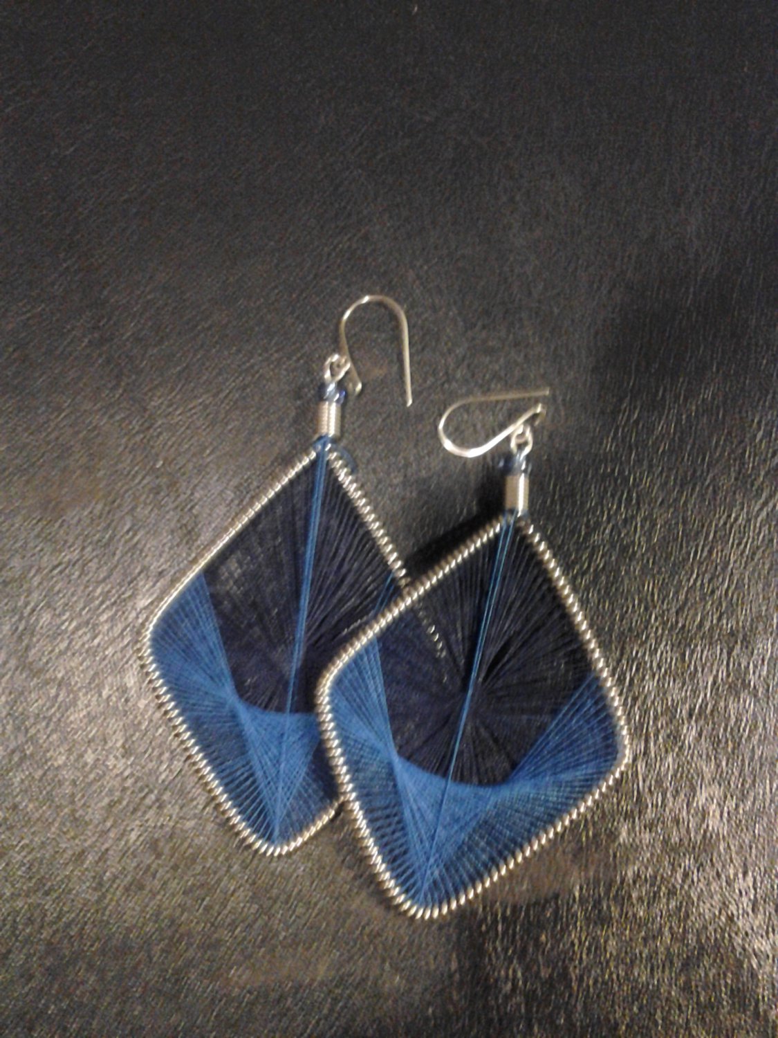 Large Brand New Blue Dangled Thread Earrings
