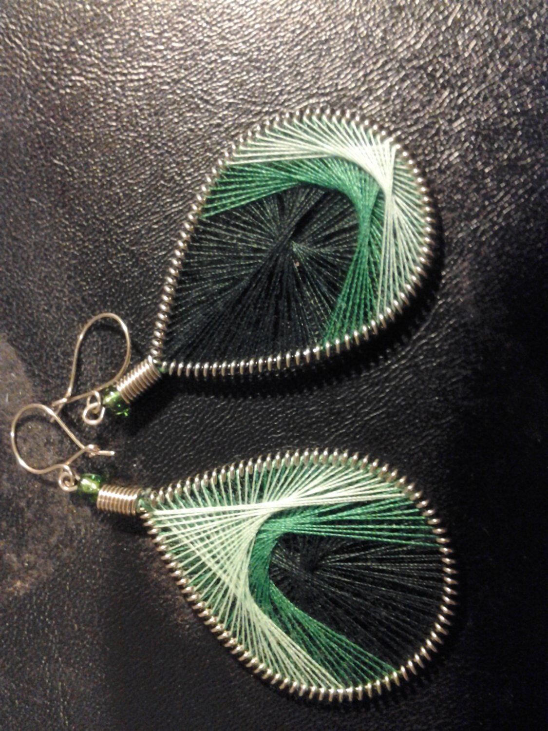 Small Brand New Dangled Green Thread Earrings