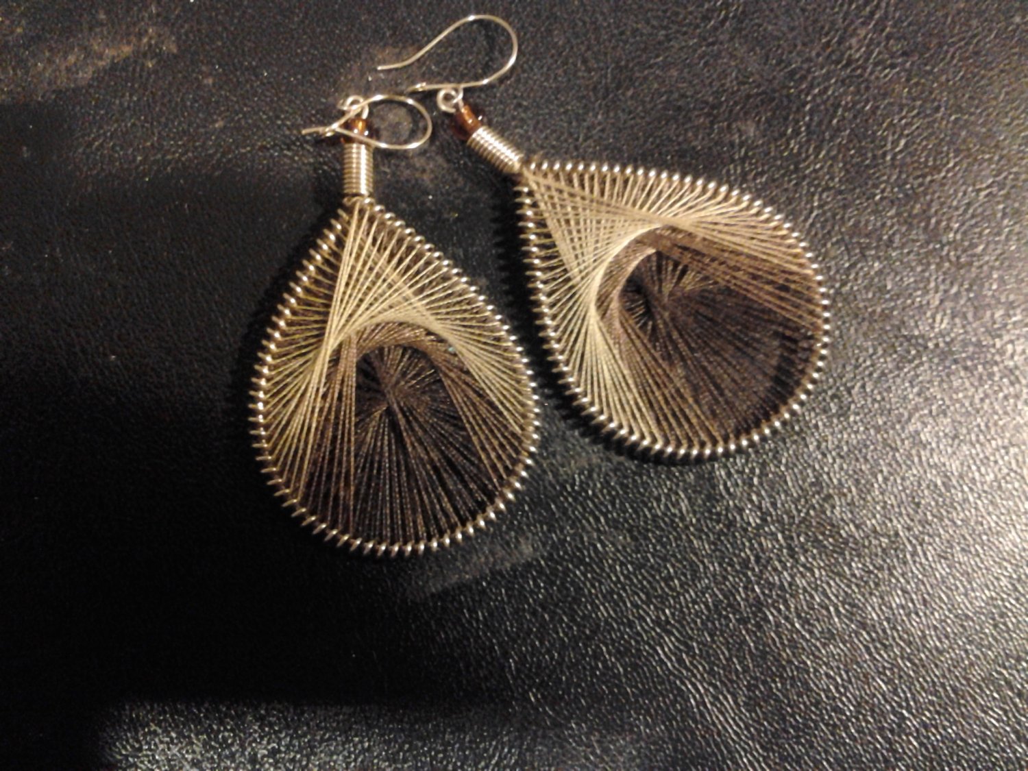Small Brand New Brown Dangled Thread Earrings