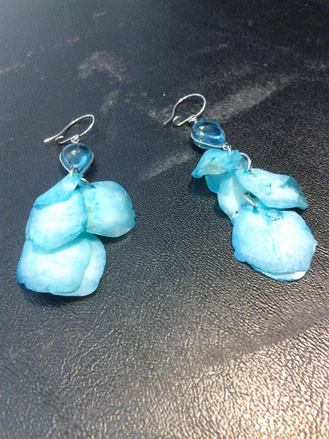 Brand New Beautiful Painted Skin Fish Blue Dangled Earrings