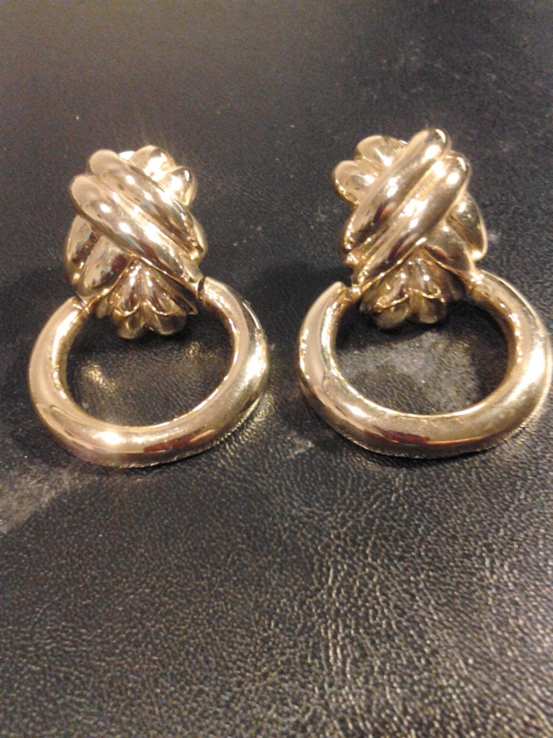 Beautiful Bold BIg Gold DoorKnockers Clip On Earrings