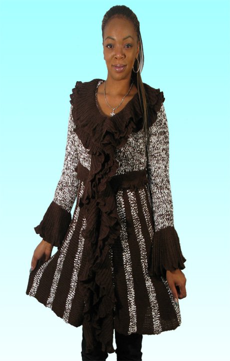 Brand New Sioni By Milano Fall And Holiday Size S Brown/White Knit Cardigan