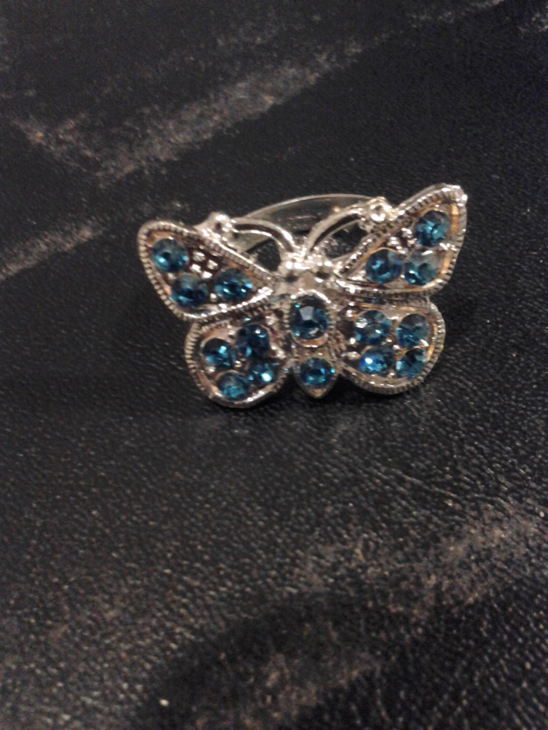 Brand New Beautiful Blue Butterfly Adjustable Silver ring