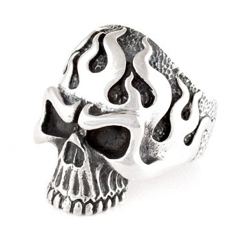 Flame Skull Ring by Silverlgy, available US size: 7-15