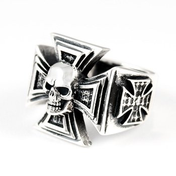 Iron Cross Skull Ring