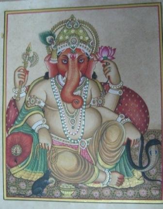 Ganesh Ganesha Indian Miniature Painting HANDMADE India Hindu Religion